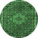 Round Persian Emerald Green Traditional Rug, tr571emgrn