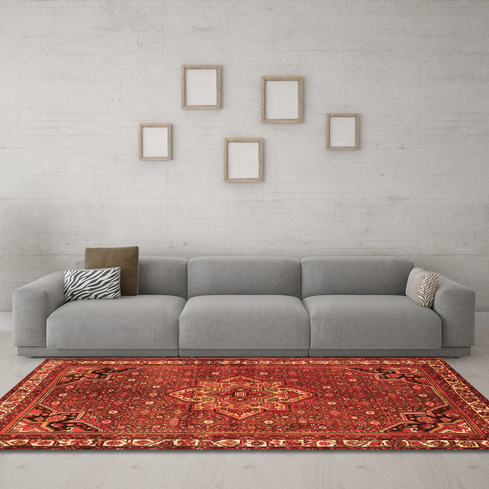 Machine Washable Persian Orange Traditional Area Rugs in a Living Room, wshtr571org