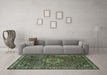 Machine Washable Persian Turquoise Traditional Area Rugs in a Living Room,, wshtr571turq