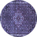 Round Machine Washable Persian Blue Traditional Rug, wshtr571blu