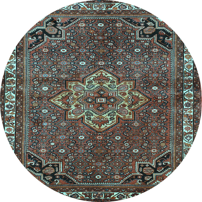 Round Machine Washable Persian Light Blue Traditional Rug, wshtr571lblu