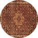 Round Machine Washable Persian Brown Traditional Rug, wshtr571brn