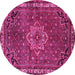 Round Machine Washable Persian Pink Traditional Rug, wshtr571pnk