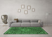 Machine Washable Persian Emerald Green Traditional Area Rugs in a Living Room,, wshtr571emgrn