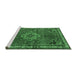 Sideview of Machine Washable Persian Emerald Green Traditional Area Rugs, wshtr571emgrn