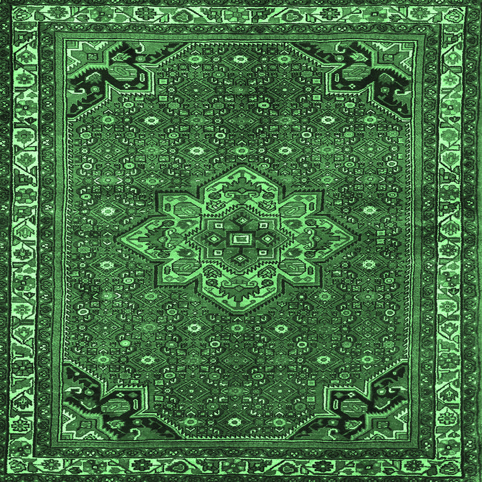 Square Machine Washable Persian Emerald Green Traditional Area Rugs, wshtr571emgrn