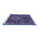 Sideview of Machine Washable Persian Blue Traditional Rug, wshtr571blu