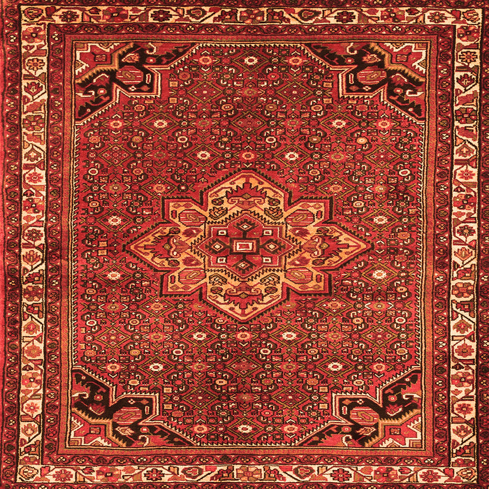 Round Machine Washable Persian Orange Traditional Area Rugs, wshtr571org