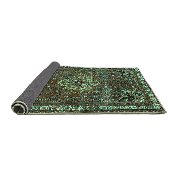 Sideview of Persian Turquoise Traditional Rug, tr571turq