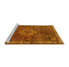 Sideview of Machine Washable Persian Yellow Traditional Rug, wshtr571yw
