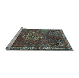 Sideview of Machine Washable Persian Light Blue Traditional Rug, wshtr571lblu