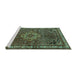Sideview of Machine Washable Persian Turquoise Traditional Area Rugs, wshtr571turq