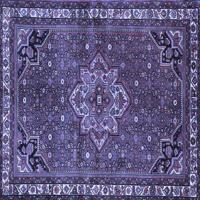 Square Machine Washable Persian Blue Traditional Rug, wshtr571blu