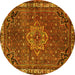 Round Machine Washable Persian Yellow Traditional Rug, wshtr571yw