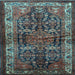 Square Machine Washable Persian Light Blue Traditional Rug, wshtr572lblu