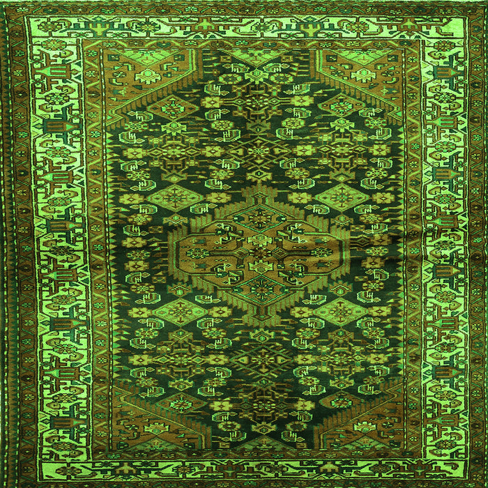 Round Machine Washable Persian Green Traditional Area Rugs, wshtr572grn