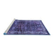 Sideview of Machine Washable Persian Blue Traditional Rug, wshtr572blu