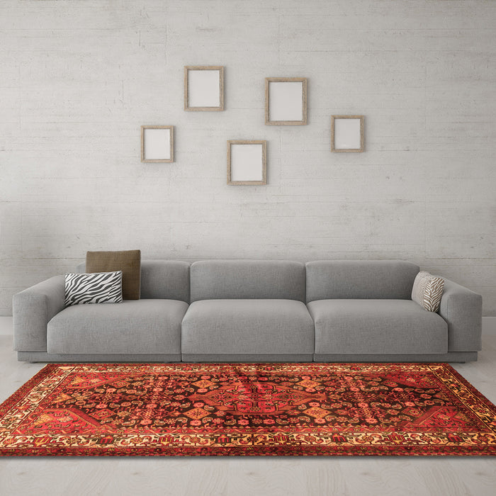 Machine Washable Persian Orange Traditional Area Rugs in a Living Room, wshtr572org