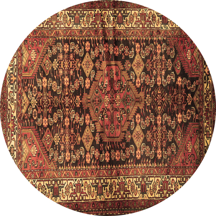 Round Persian Brown Traditional Rug, tr572brn