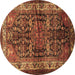 Round Persian Brown Traditional Rug, tr572brn