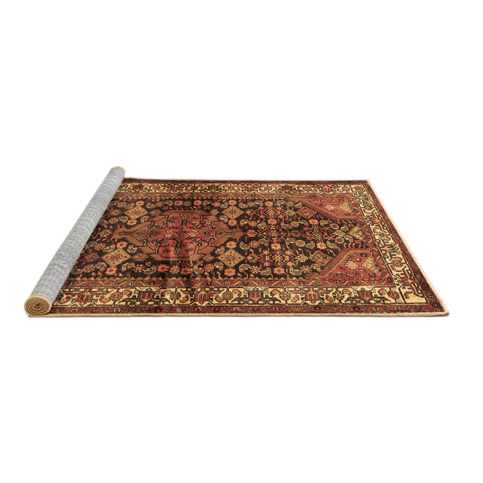 Sideview of Machine Washable Persian Brown Traditional Rug, wshtr572brn
