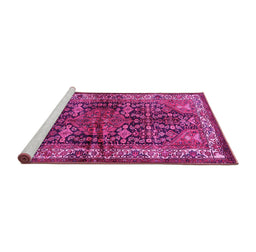 Sideview of Machine Washable Persian Pink Traditional Rug, wshtr572pnk