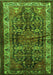 Serging Thickness of Machine Washable Persian Green Traditional Area Rugs, wshtr572grn