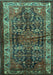 Machine Washable Persian Turquoise Traditional Area Rugs, wshtr572turq