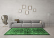 Machine Washable Persian Emerald Green Traditional Area Rugs in a Living Room,, wshtr572emgrn