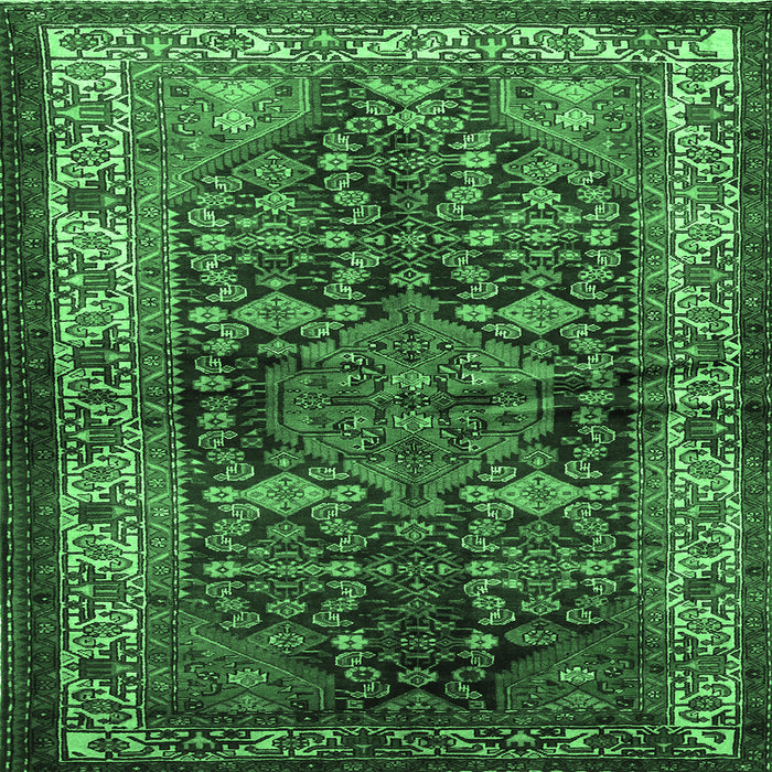 Square Persian Emerald Green Traditional Rug, tr572emgrn