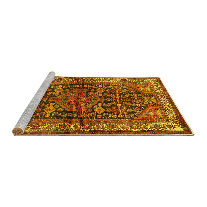 Sideview of Machine Washable Persian Yellow Traditional Rug, wshtr572yw