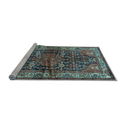 Sideview of Machine Washable Persian Light Blue Traditional Rug, wshtr572lblu