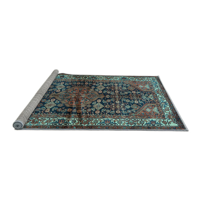 Sideview of Machine Washable Persian Light Blue Traditional Rug, wshtr572lblu