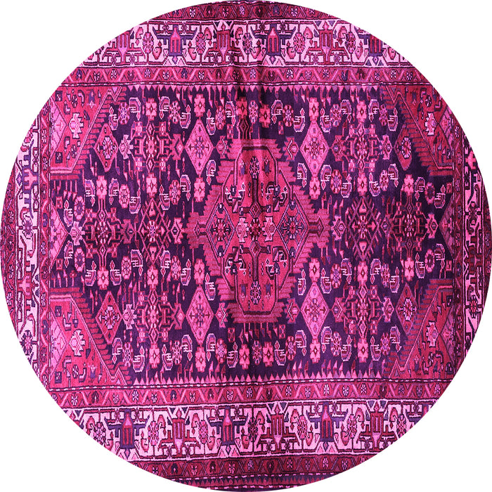 Round Machine Washable Persian Pink Traditional Rug, wshtr572pnk