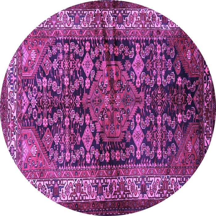 Round Machine Washable Persian Purple Traditional Area Rugs, wshtr572pur