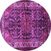 Round Machine Washable Persian Purple Traditional Area Rugs, wshtr572pur