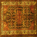 Square Machine Washable Persian Yellow Traditional Rug, wshtr572yw