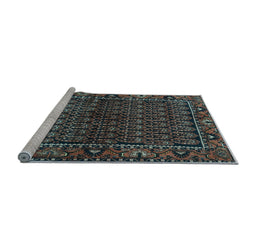 Sideview of Machine Washable Persian Light Blue Traditional Rug, wshtr573lblu