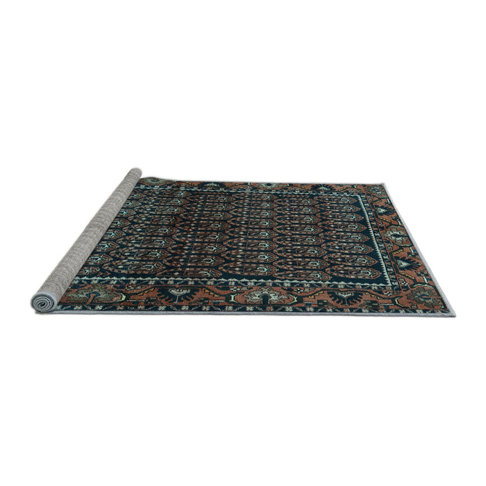 Sideview of Machine Washable Persian Light Blue Traditional Rug, wshtr573lblu