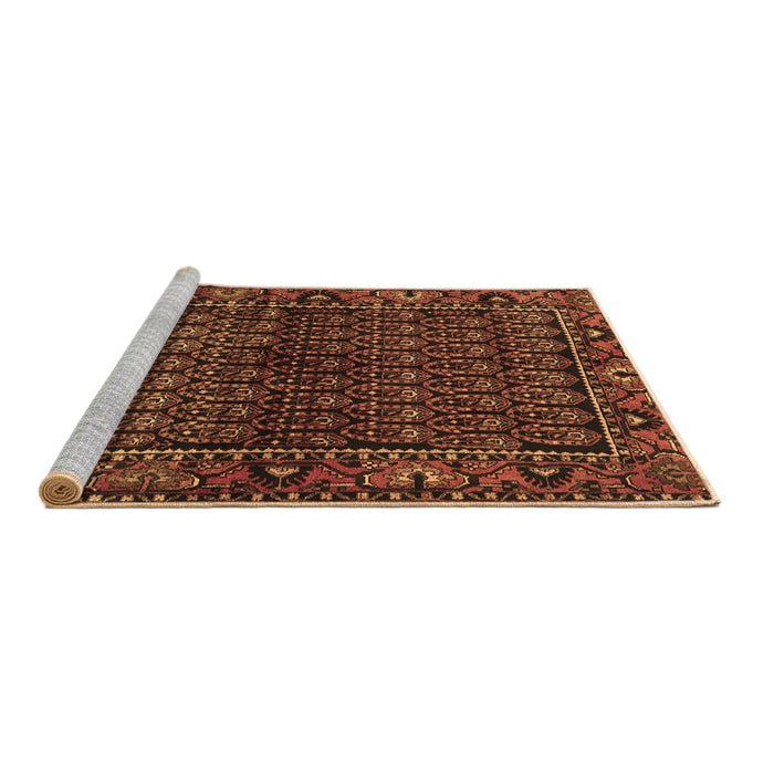 Sideview of Machine Washable Persian Brown Traditional Rug, wshtr573brn