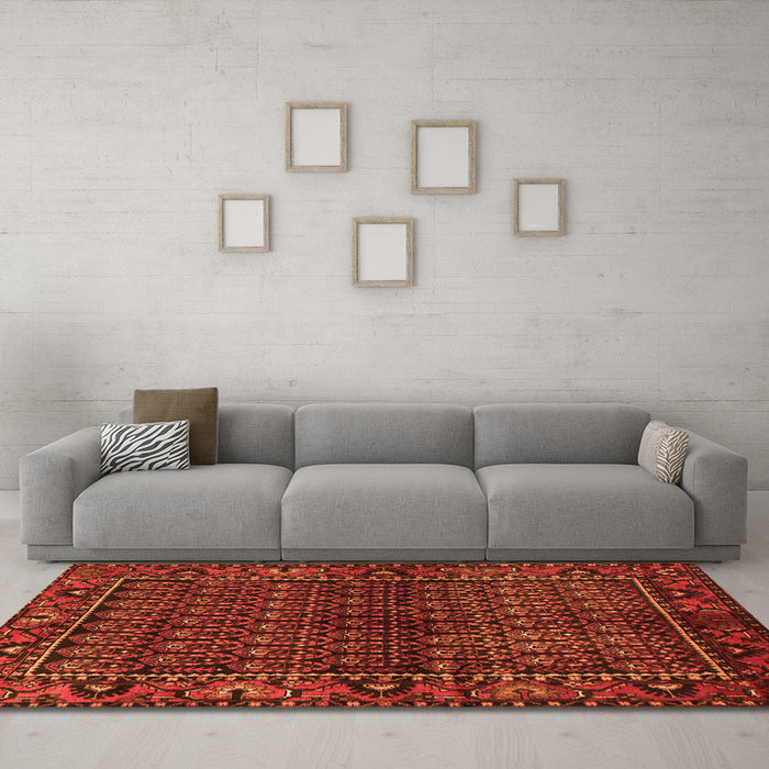 Machine Washable Persian Orange Traditional Area Rugs in a Living Room, wshtr573org