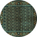 Round Persian Turquoise Traditional Rug, tr573turq