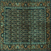 Square Machine Washable Persian Turquoise Traditional Area Rugs, wshtr573turq