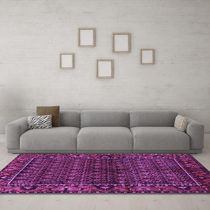 Machine Washable Persian Purple Traditional Area Rugs in a Living Room, wshtr573pur