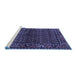 Sideview of Machine Washable Persian Blue Traditional Rug, wshtr573blu