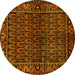 Round Machine Washable Persian Yellow Traditional Rug, wshtr573yw