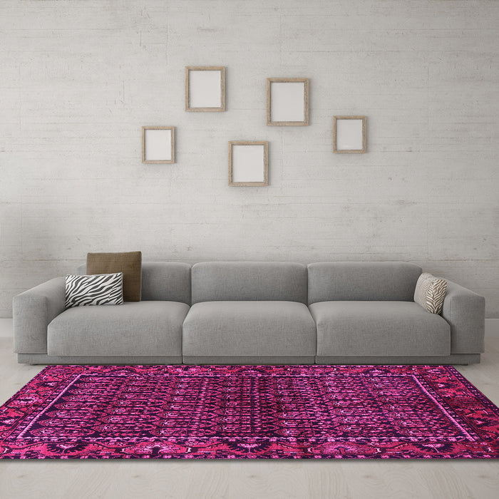 Machine Washable Persian Pink Traditional Rug in a Living Room, wshtr573pnk