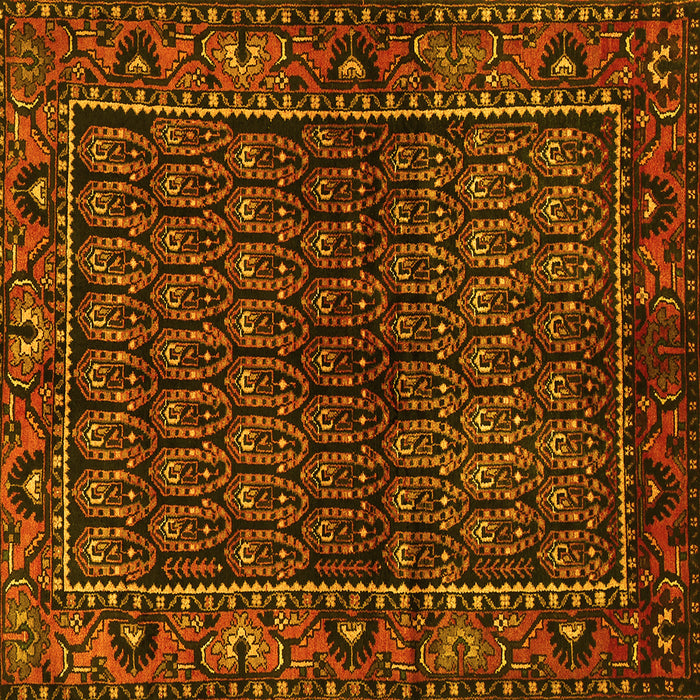 Square Machine Washable Persian Yellow Traditional Rug, wshtr573yw