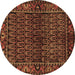 Round Machine Washable Persian Brown Traditional Rug, wshtr573brn