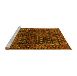 Sideview of Machine Washable Persian Yellow Traditional Rug, wshtr573yw